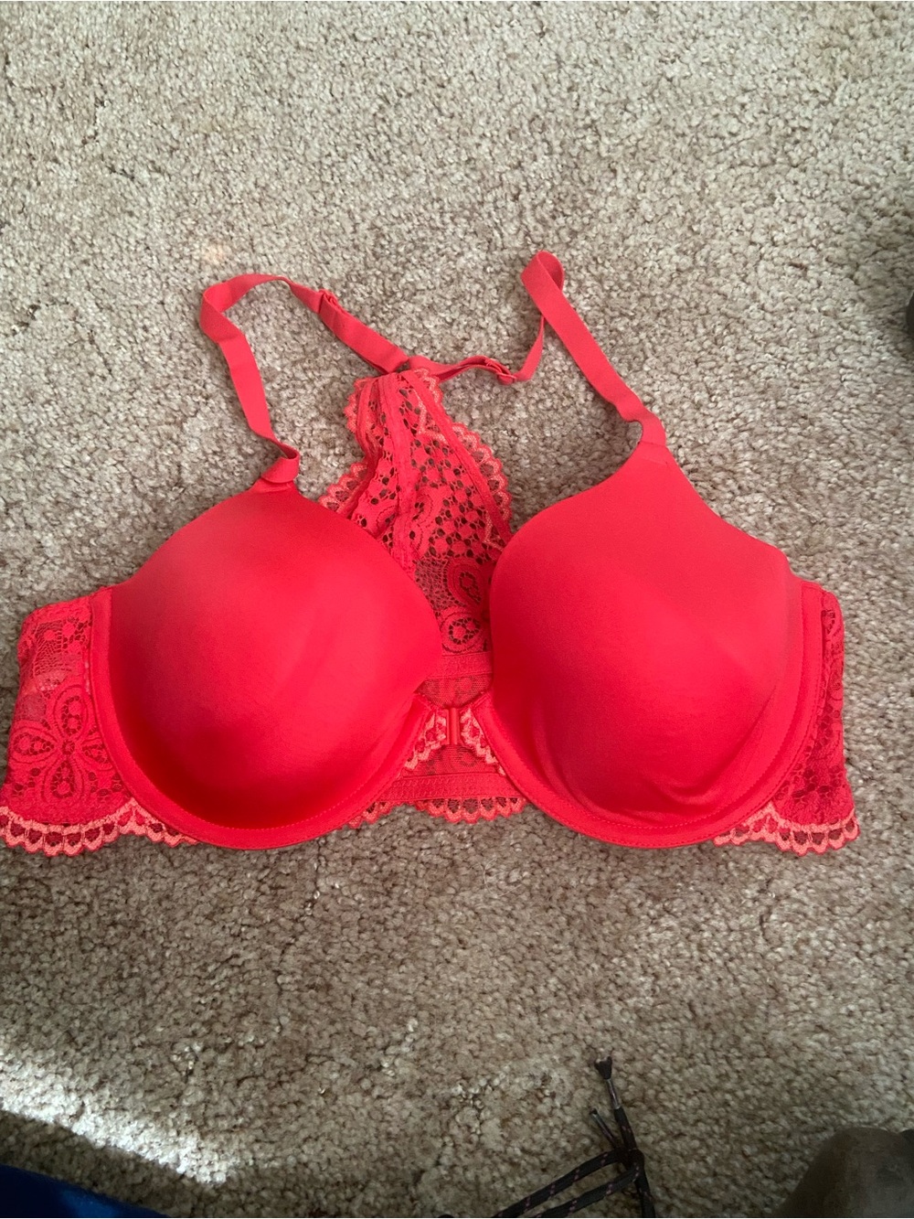Red/Orange Lace-Back Push-Up Bra - Women Intimates